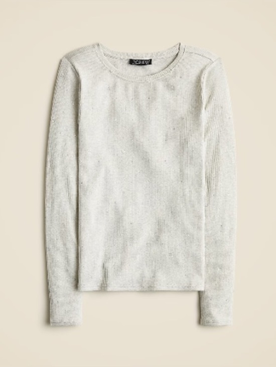 J. Crew Tops - J. Crew Vintage Rib Long-Sleeve T-shirt Sparkle Embellishments Size Medium